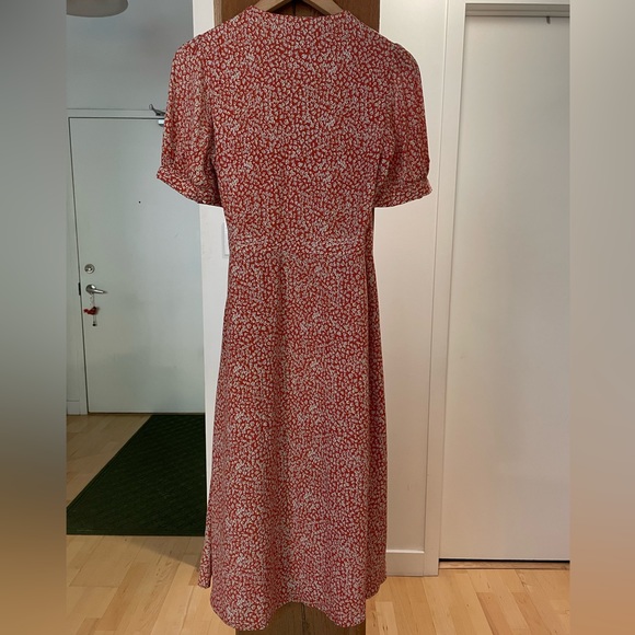 Frank & Oak Midi Floral Wrap Dress in deep orange - Picture 2 of 5